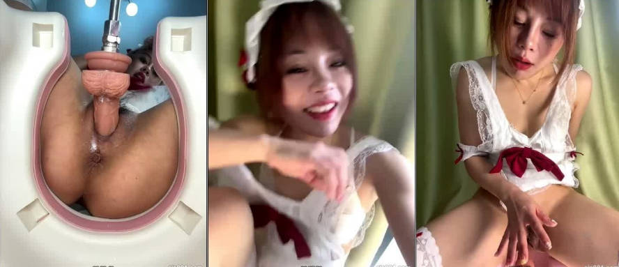 【stripchat】淫荡骚妇「gameyoyo」女仆肉丝装，近距离炮机高速抽插，白浆流出