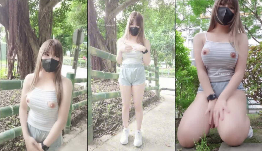 10月新品，大波翘臀少女福利姬【小小Q】羞耻露出，上衣剪出两个洞露乳头，街上强制露出